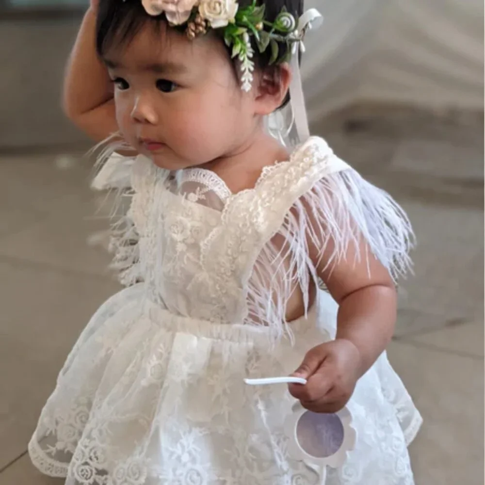 Teddy Bear Dress Lace Birthday Outfit Clothes Bear Girl Dress romper